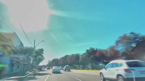 Hyperlapse motion of car driving in streets with traffic Stock Footage 168921766