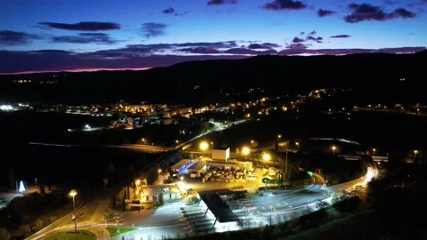 Hyperlapse motoroad highway exit during sunset and night in Tuscany Italy 스톡 동영상 166748767