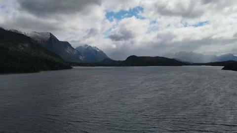Hyperlapse with mountain, lake and clouds during the day in Argentine Patagonia Stock Footage 270979688