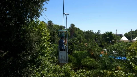 Hyperlapse of moving cable car overlooking Lisbon Zoo, Portugal Stock Footage 112761914