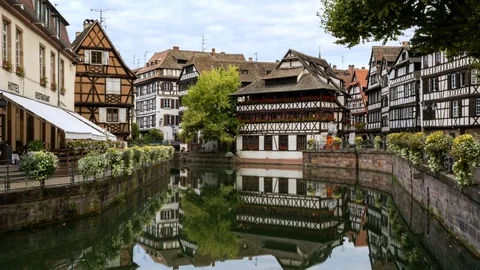 Hyperlapse moving Timelapse of Strasbourg city center beautiful houses in France Stock-Footage 89855914