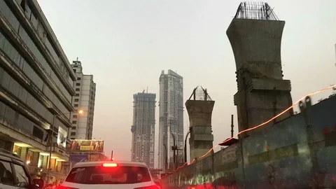 Hyperlapse of moving traffic  in evening in mumbai Video stock 92908478