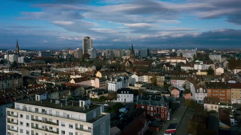 Hyperlapse of Mulhouse Cityscape at Dusk Stock Footage 264384075