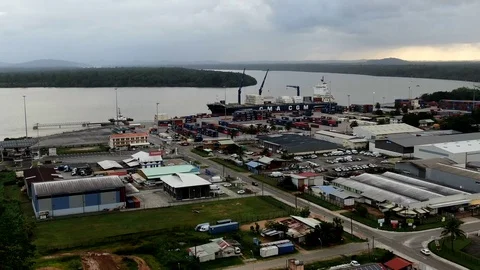 Hyperlapse of mv CMA CGM Saint Laurent at port Degrad des Cannes Stock Footage 119390045