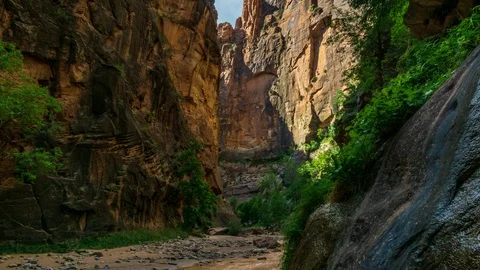 Hyperlapse in the Narrows In Zion Stock Footage 95756838