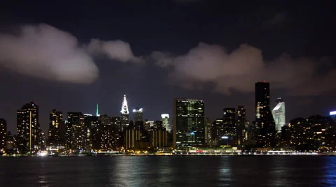 Hyperlapse of New York skyline at night Stock Footage 44115568