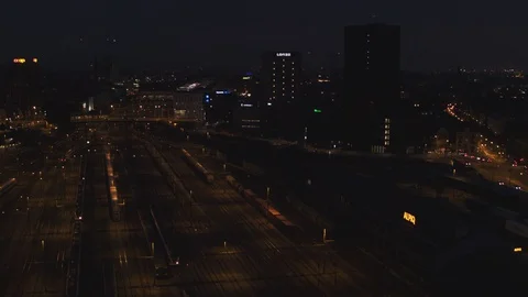 Hyperlapse Night at the central Bern railway station in Bern, Switzerland. Stock Footage 121012237
