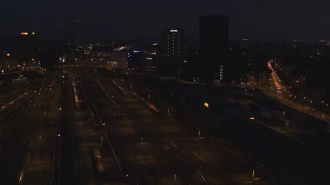 Hyperlapse Night at the central Bern railway station in Bern, Switzerland. Stock Footage 121012475