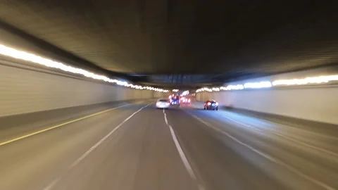 HyperLapse at night on Chicago Highway Stock Footage 152494268