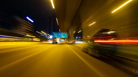 Hyperlapse Night City Traffic Motion Blurs on high way Video stock 97962917