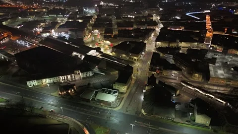 Hyperlapse - Night at Huddersfield Centre (West End) Stock Footage 296923516