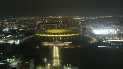 Hyperlapse in the night, over the stadium in Bucharest 4K Stock Footage