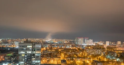 Hyperlapse at the night from the roof in 4K Stock Footage 122959417
