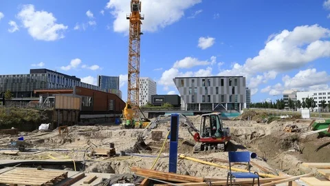 Hyperlapse of an office building site. Stock Footage 95777408