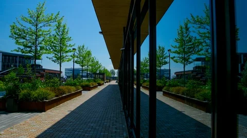 Hyperlapse of an Office Reflected on a Window Stock Footage 95761146