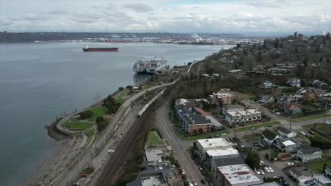 Hyperlapse of Old Town Tacoma on Cloudy Day Stock Footage 232876825