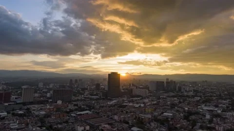 Hyperlapse or Drone Lapse top view flies over Mexico’s financial district Stock Footage 133726899