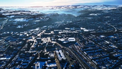 Hyperlapse Orbit - Huddersfield Bus Station on a Snowy Day Stock Footage 297628796
