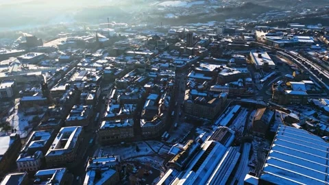 Hyperlapse Orbit - Huddersfield Train Station on a Snowy Day (360+) Stock Footage 297628938