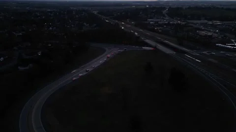 Hyperlapse orbiting a highway offramp in Lancaster County Pennsylvania Stock Footage 260352627