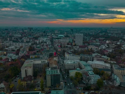 Hyperlapse over Calea Victoriei Street, Bucharest Stock Footage 221690809