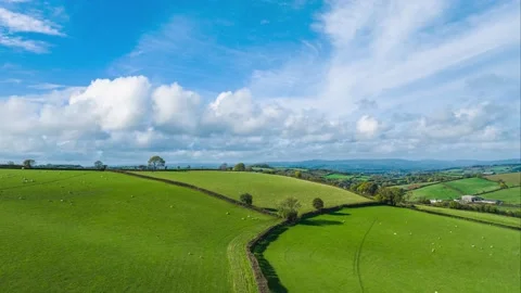 Hyperlapse over Farmlands, Labrador Bay, Stokeinteignhead, Shaldon, Devon, UK Stock Footage 219783611