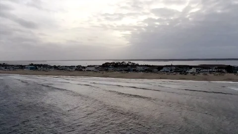 Hyperlapse Over Ocean Toward City - Moving Drone Time Lapse Stock Footage 123139584