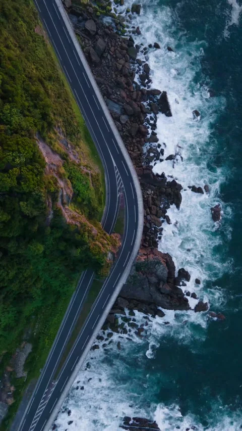 HYPERLAPSE over the road and the sea Stock Footage 197017637