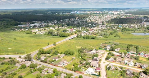 Hyperlapse over small town in Belarus Stock Footage 196704957