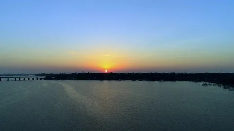 Hyperlapse over water right after sunrise Stock Footage 108547421