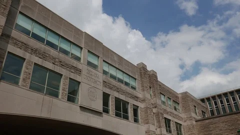 Hyperlapse &amp; Pan, Moving Clouds, 4K Time Lapse of Indiana University Bloomington Stock Footage 95164022