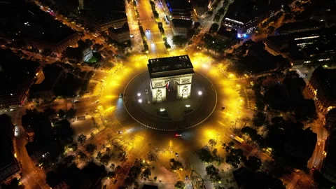Hyperlapse Paris Arc night time Video stock 275017452