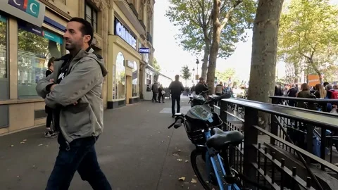 Hyperlapse Paris city center in the middle of people . City of Paris. Video 4K Stock Footage 237593579