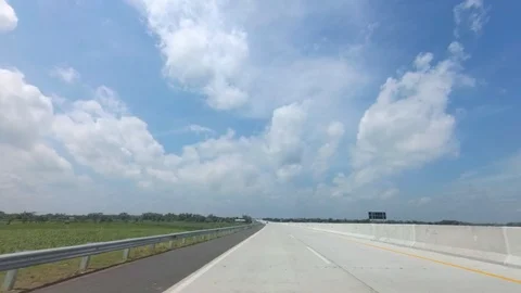 HYPERLAPSE PART 1 Driving Through Trans Java Kertosono - Salatiga Toll Road Stock Footage 129436959