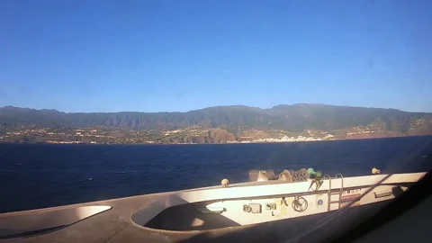 Hyperlapse of passenger ship approaching the island of La Palma Stock Footage 169875292