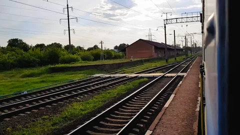 Hyperlapse from the passenger train window Stock Footage 111398048