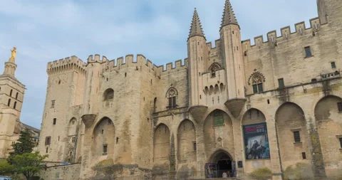 Hyperlapse of people visiting Palace of the Popes in Avignon, Provence, France Stock Footage 220157430