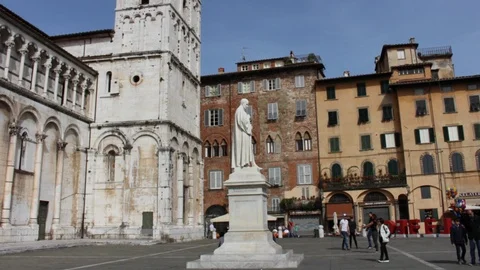 Hyperlapse Piazza San Michele with the statue in the center Stock Footage 107003684