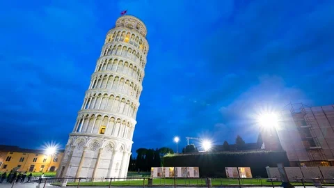 Hyperlapse Pisa Tuscany Square Of Miracles Tower night 4K RAW rec709 timelapse Stock Footage 85107698