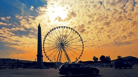 Hyperlapse of Place de la Concorde, largest public square in Paris Stock Footage 102272834