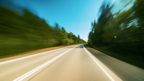 Hyperlapse Point of View Driving on the Highway Outside the City. A Car Moves Stock Footage 261798951