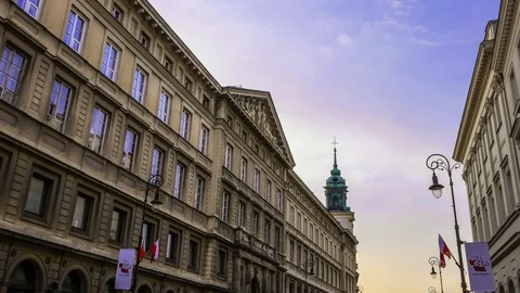 Hyperlapse, Polish University Building, Sunset, Warsaw Stock Footage 89665691