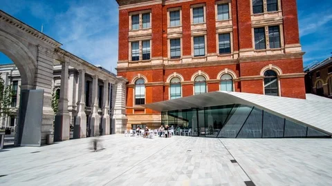 Hyperlapse of Porcelain Piazza Outside the V&amp;A Museum Stock Footage 92526660