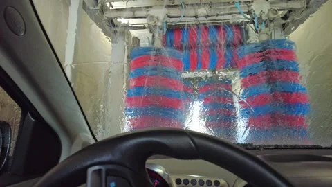 HYPERLAPSE POV inside an automatic car-wash Stock Footage 171566004
