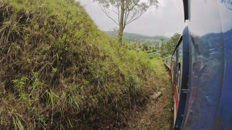 Hyperlapse POV from Train window doorway. Ella to Kandy travel scenic Route.. Stock Footage 309330884