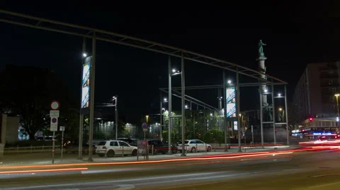 HYPERLAPSE Praterstern Vienna overlooking the Tegetthoff memorial – Time lapse Stock Footage 45586940