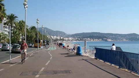 Hyperlapse of Promenade des Anglais, Nice, France Stock Footage 108620039