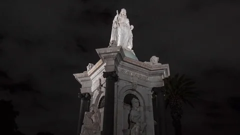 Hyperlapse of Queen Victoria Statue, Melbourne, Australia Stock Footage 84037754