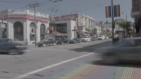Hyperlapse of Rainbow Crosswalk in USA Stock Footage 159975850