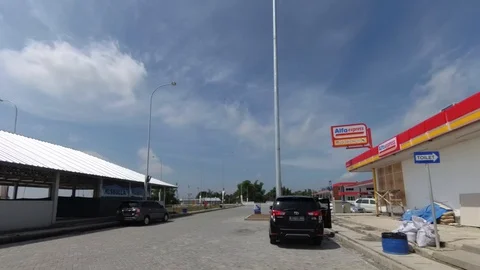 HYPERLAPSE Rest Area 726B at Trans Java Surabaya - Mojokerto Toll Road Stock Footage 129450404